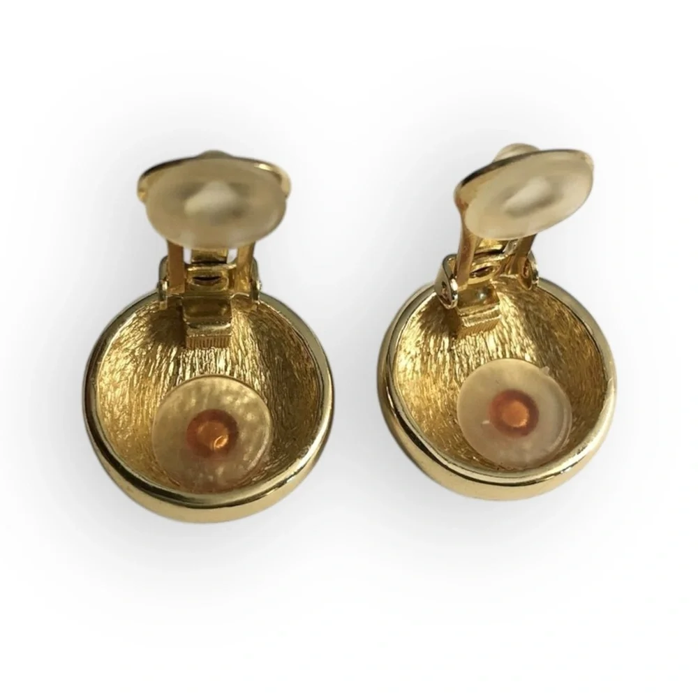 DIOR Vintage Signed Gold-tone Crystal Clip-on Earrings